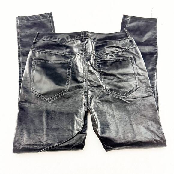 Zara Black Skinny Pants Patent Leather Metallic Denim Pants Size 31 - Picture 5 of 8